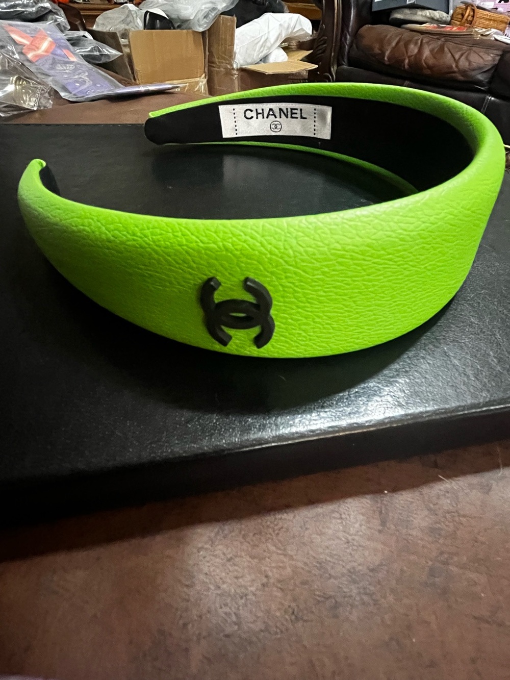 Double C Green Black Letter Logo Wide Headband - Picture 5 of 6